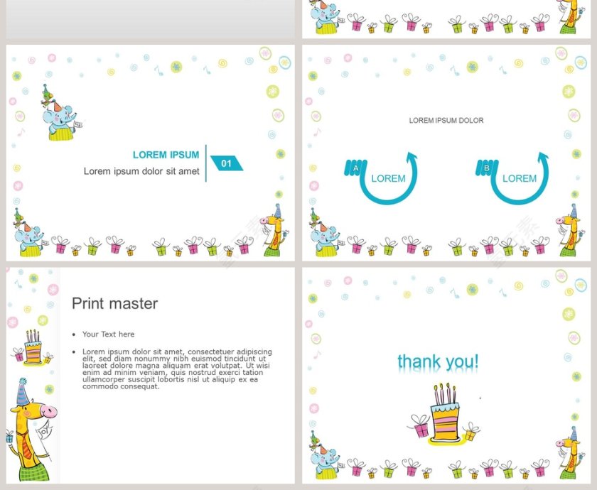 卡通可爱儿童PPT模板 第2张