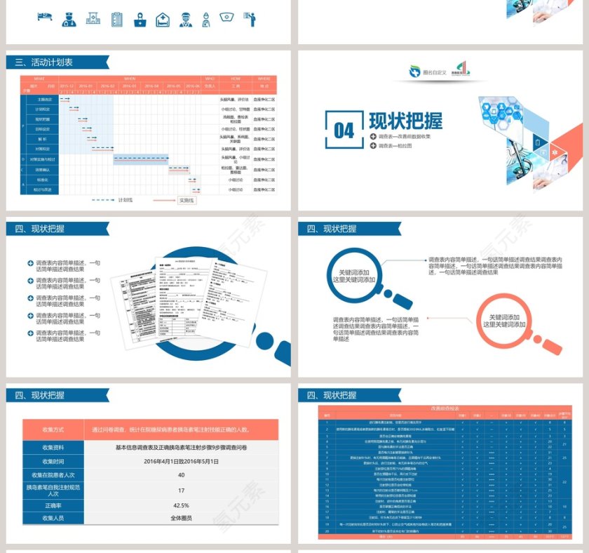 获奖简约易修改品管圈PPT模板品管圈护理PPT 第4张