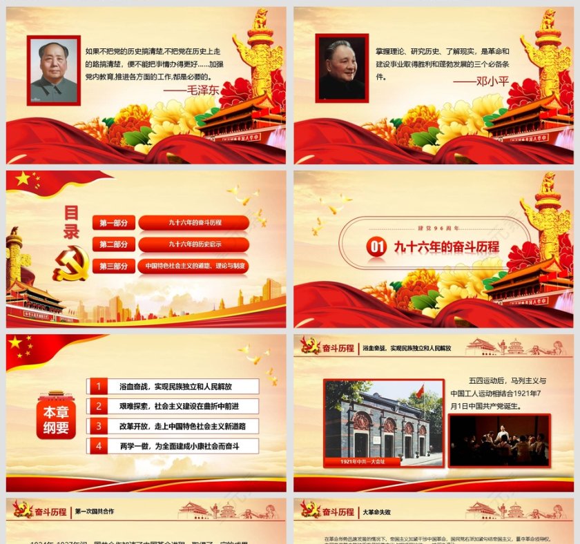 党的光辉历程中国共产党党史学习教育PPT模板第2张