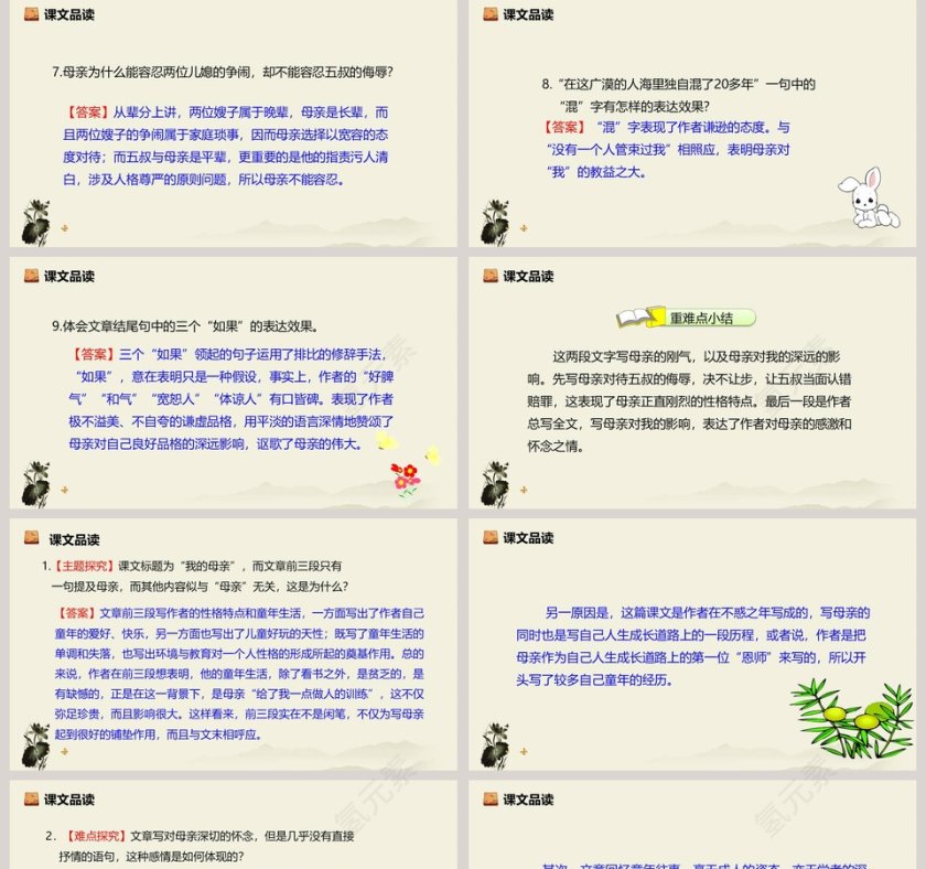 八年级语文上册回忆我的母亲语文课件PPT第5张