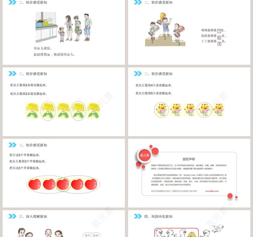 人教版小学数学一年级上册PPT模板大全第2张