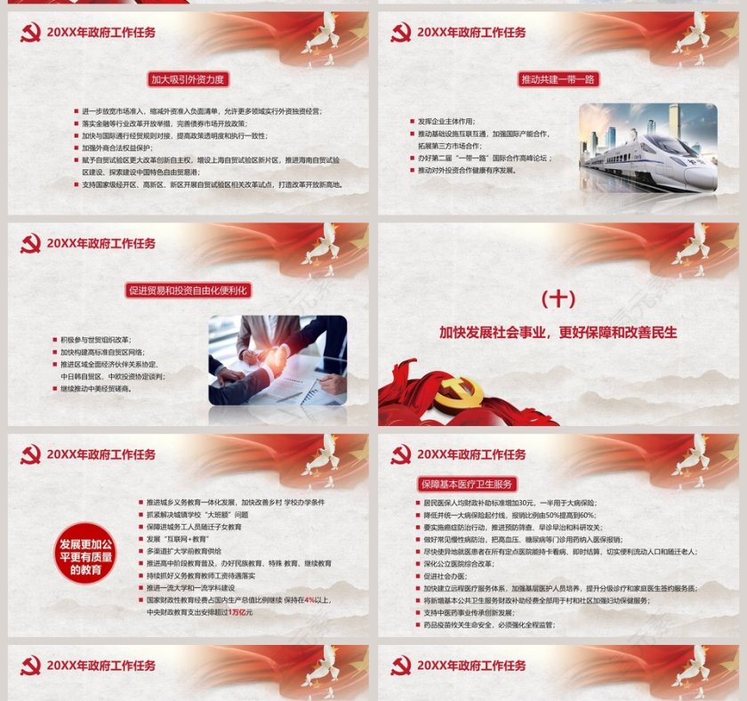 中国风全面解读政府工作报告PPT模板第11张