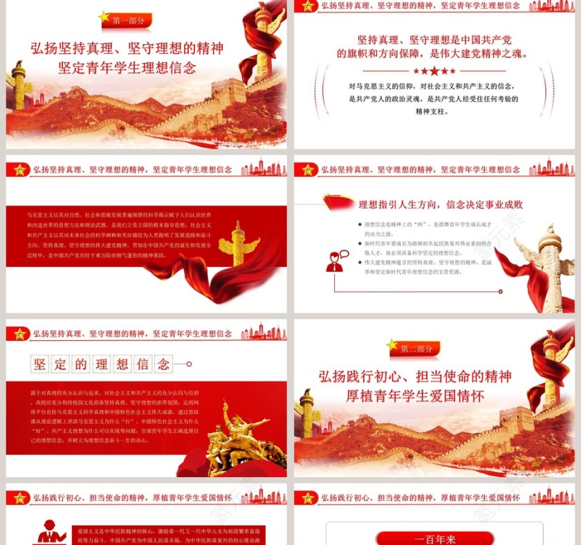 弘扬伟大建党精神夯实青年思想根基党政专题PPT模板第2张