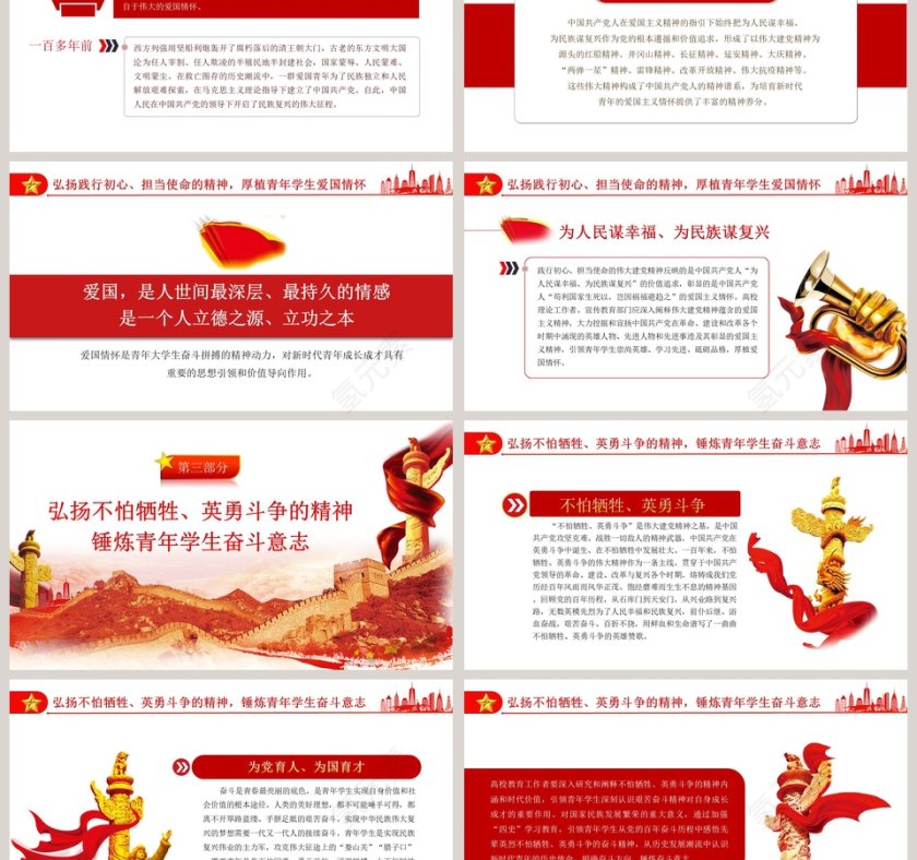 弘扬伟大建党精神夯实青年思想根基党政专题PPT模板第3张