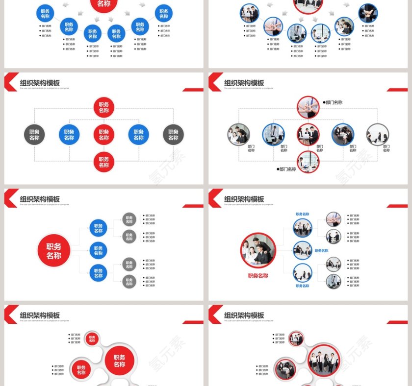 红色简约公司组织结构模板ppt第3张