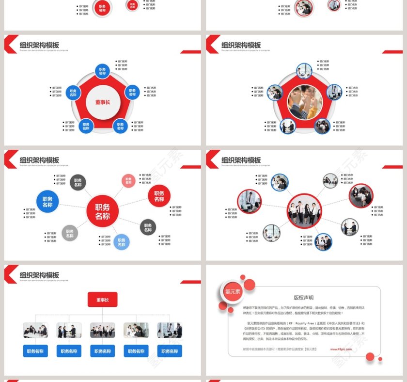 红色简约公司组织结构模板ppt第4张