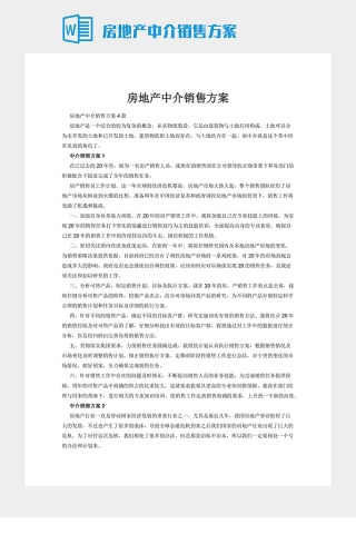 房地产中介销售方案