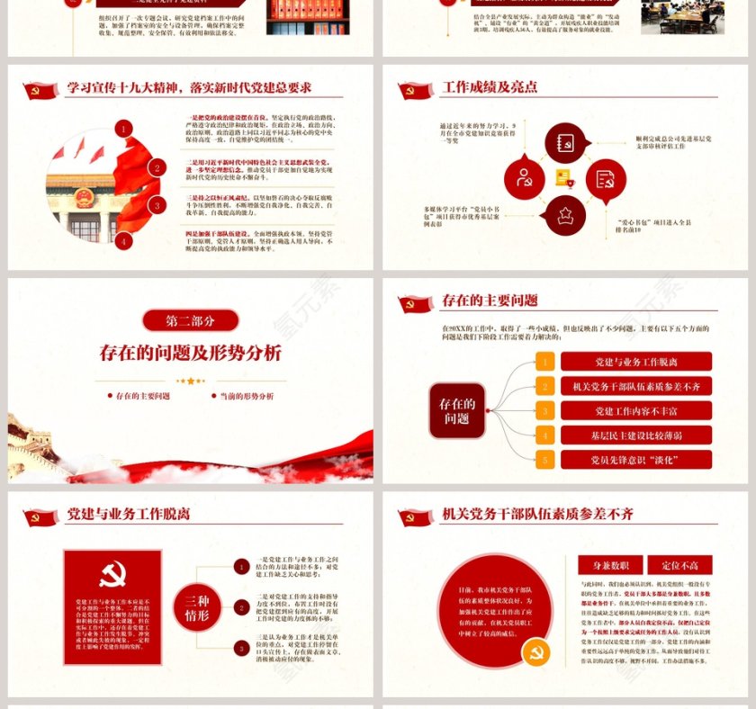 红色大气年终党建工作总结PPT第4张