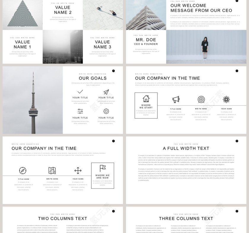 欧美极简PPT欧美风大气排版布局PPT模板 第2张