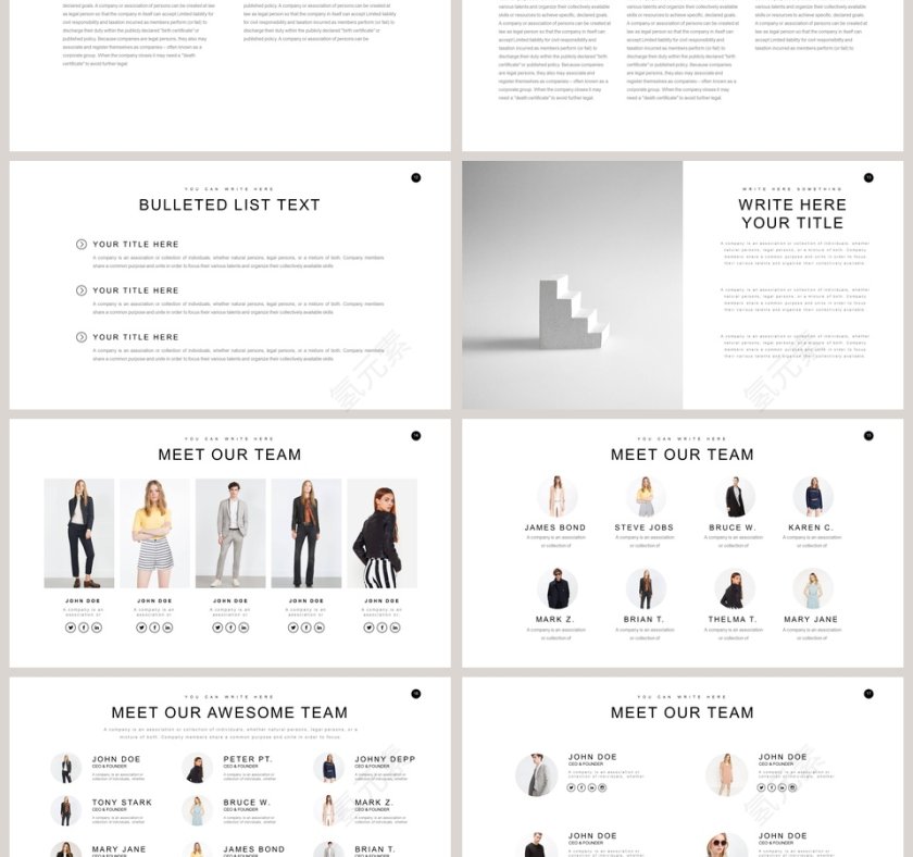 欧美极简PPT欧美风大气排版布局PPT模板 第3张