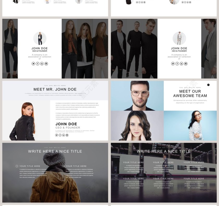 欧美极简PPT欧美风大气排版布局PPT模板 第4张