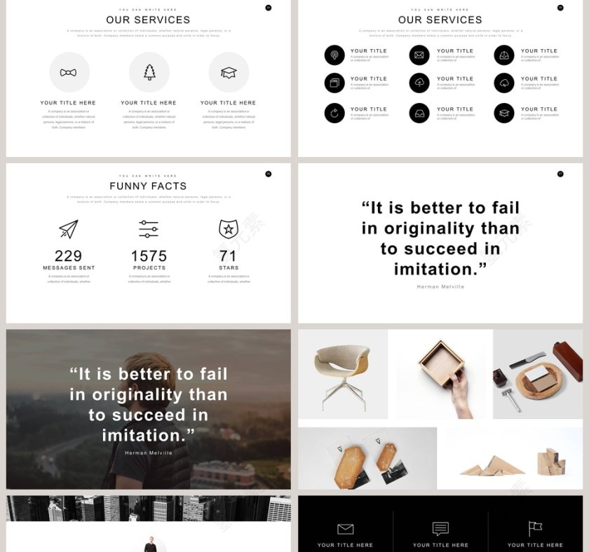 欧美极简PPT欧美风大气排版布局PPT模板 第5张