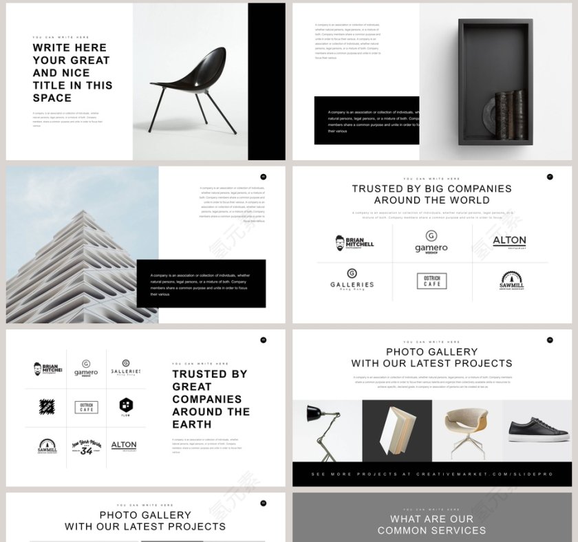 欧美极简PPT欧美风大气排版布局PPT模板 第8张