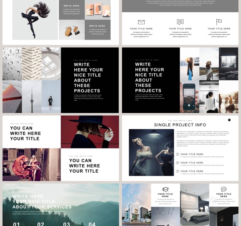 欧美极简PPT欧美风大气排版布局PPT模板 第9张