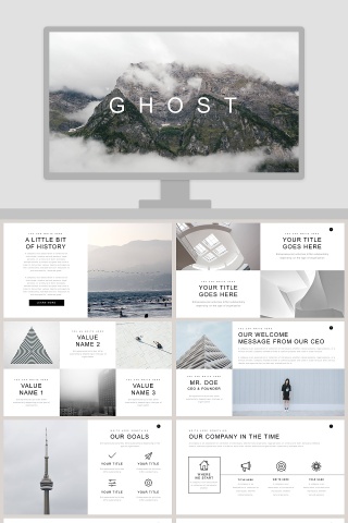 欧美极简PPT欧美风大气排版布局PPT模板 