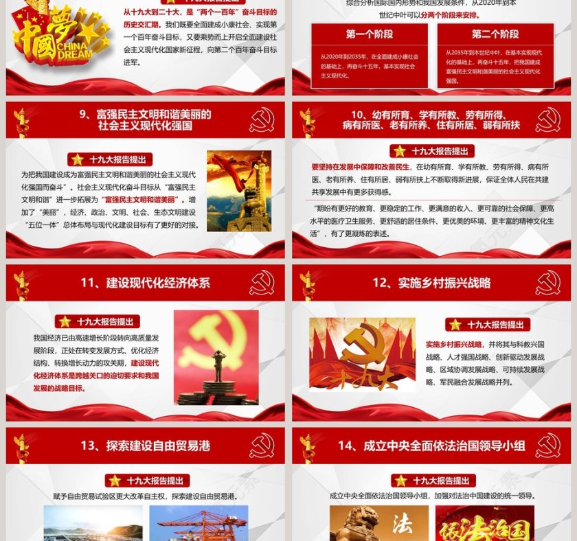十九大报告40个新提法新举措党徽PPT第3张