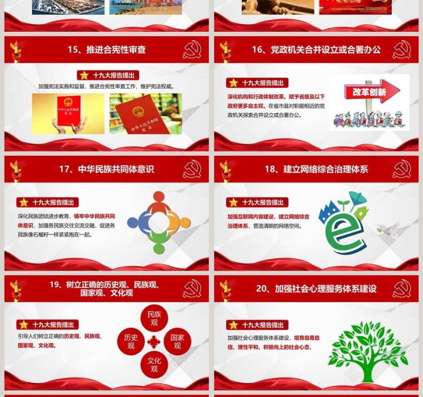 十九大报告40个新提法新举措党徽PPT第4张