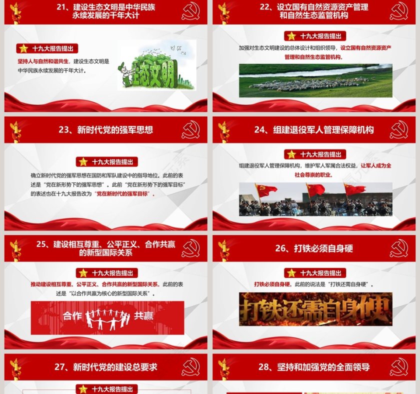 十九大报告40个新提法新举措党徽PPT第5张
