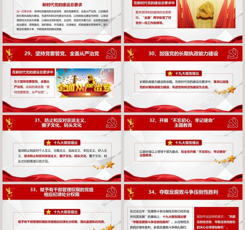 十九大报告40个新提法新举措党徽PPT第6张