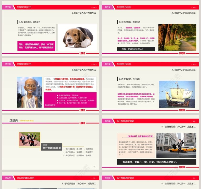 红色大气商业执行力PPT模板第8张