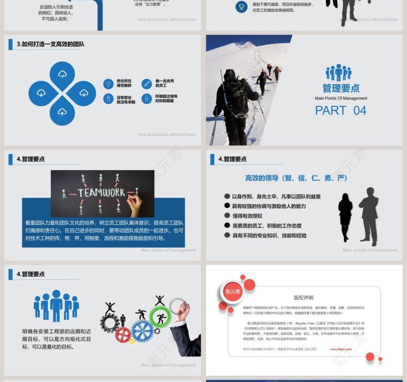 清新蓝色打造高绩效团队培训PPT模板第4张