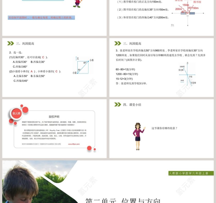 人教版小学数学六年级上册PPT模板第3张