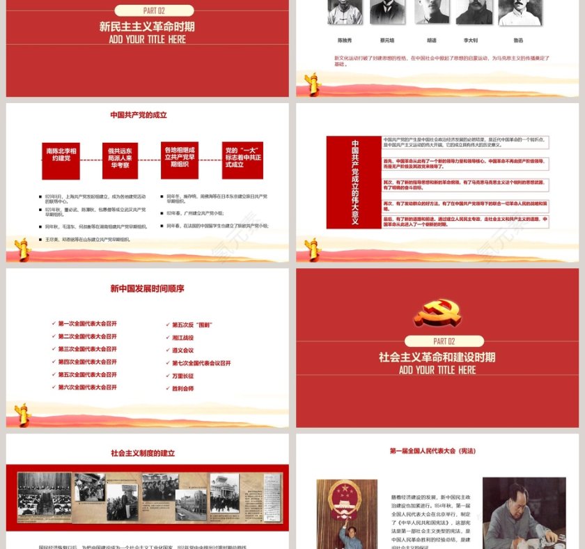 红色大气党的生日光辉历史PPT模板第3张