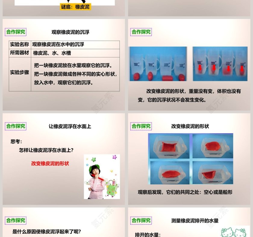 教科版   五年级下册-橡皮泥在水中的沉浮教学ppt课件第2张