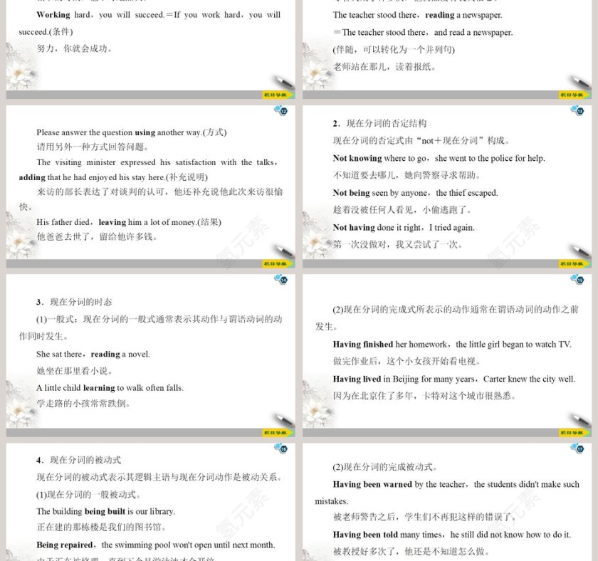 使用PPT模板进行SectionGrammarving形式作宾语补足语和状语设计第3张