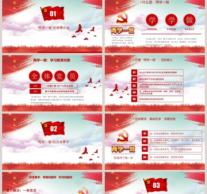  两学一做ppt模板党课课件党建党章学习第2张