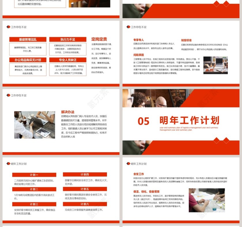 后勤管理年终总结计划PPT模板第4张