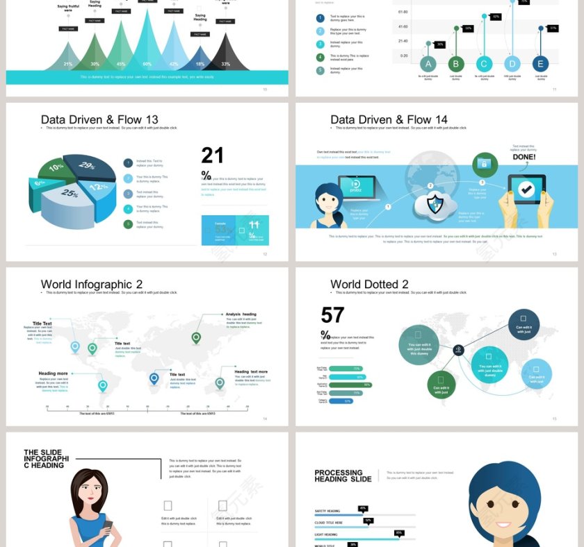 环形百分比信息可视化图表集PPT模板第3张