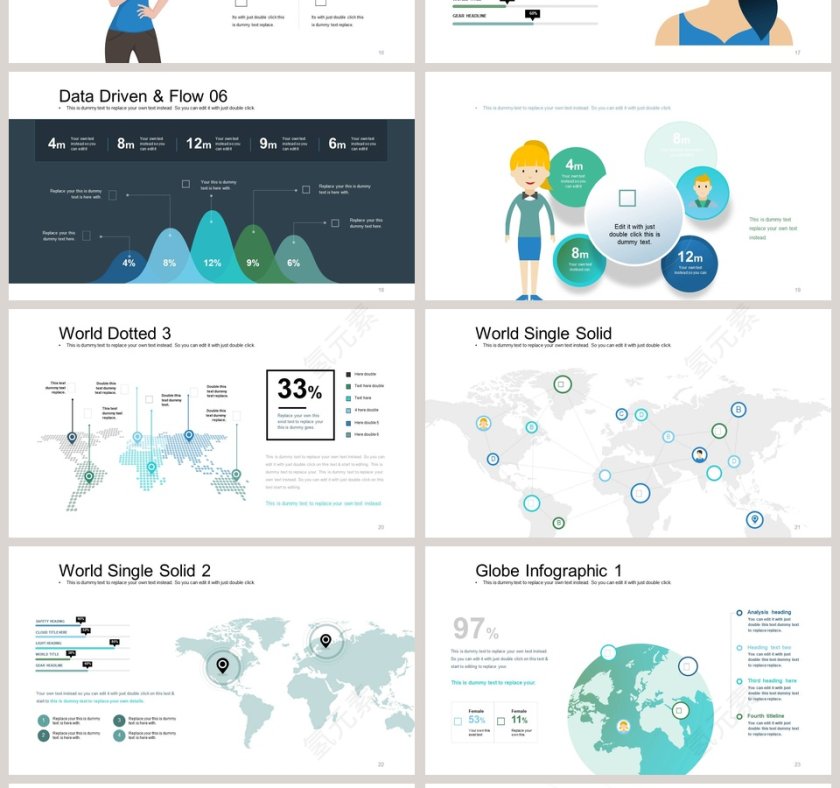 环形百分比信息可视化图表集PPT模板第4张