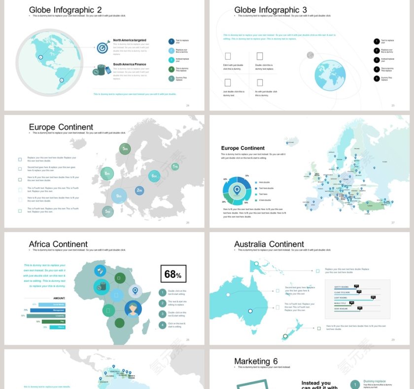 环形百分比信息可视化图表集PPT模板第5张