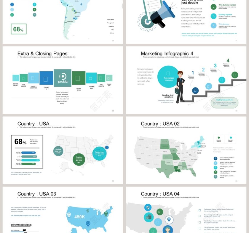 环形百分比信息可视化图表集PPT模板第6张