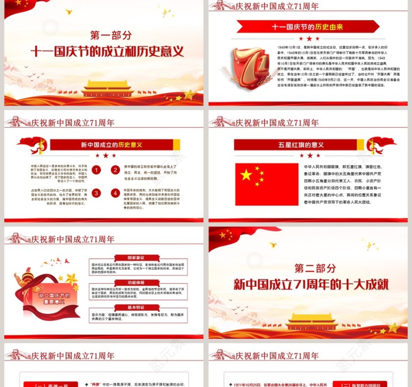 庆祝中华人民共和国成立71周年专题PPT模板第2张