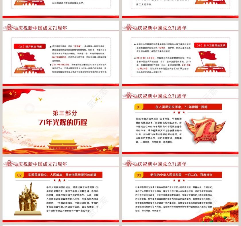 庆祝中华人民共和国成立71周年专题PPT模板第4张