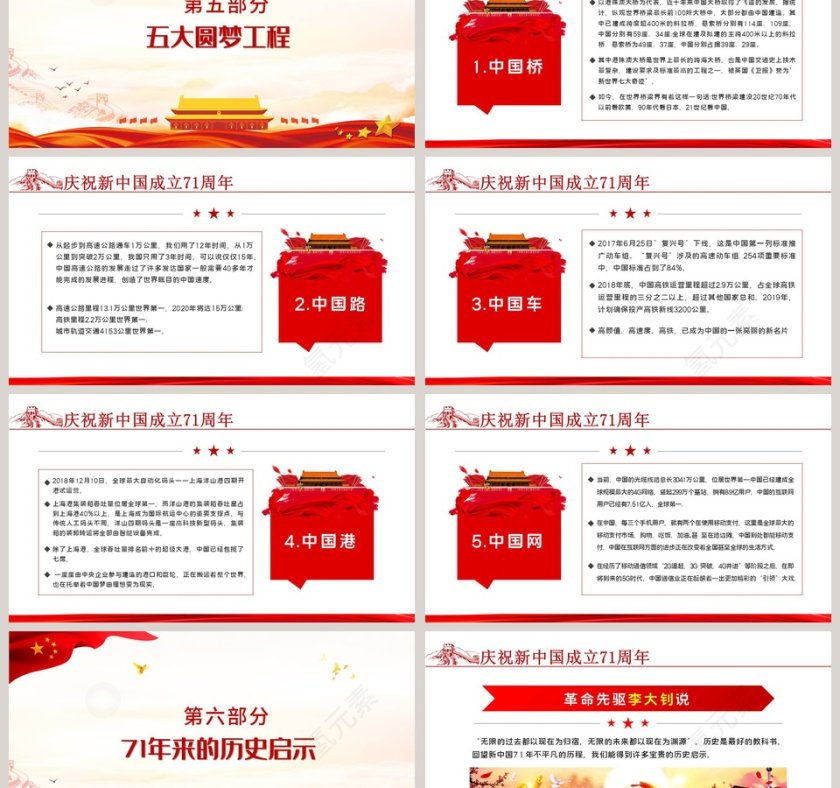 庆祝中华人民共和国成立71周年专题PPT模板第6张