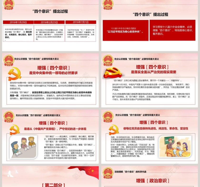 增强四个意识争做合格共产党员PPT模板第2张