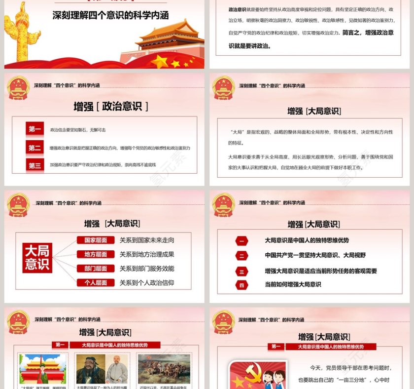 增强四个意识争做合格共产党员PPT模板第3张