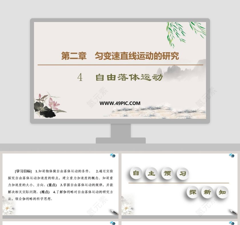 第二章匀变速直线运动的研究-PPT模板下载及应用第1张