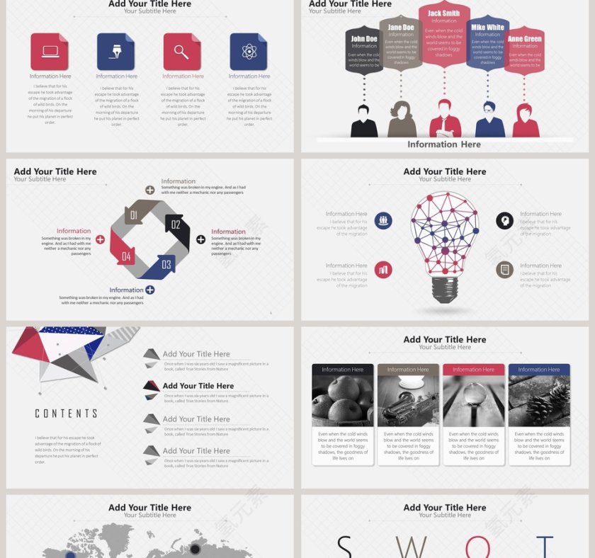 拼接三角复古色PPT模板第2张
