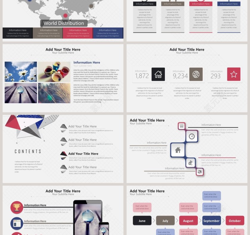 拼接三角复古色PPT模板第3张