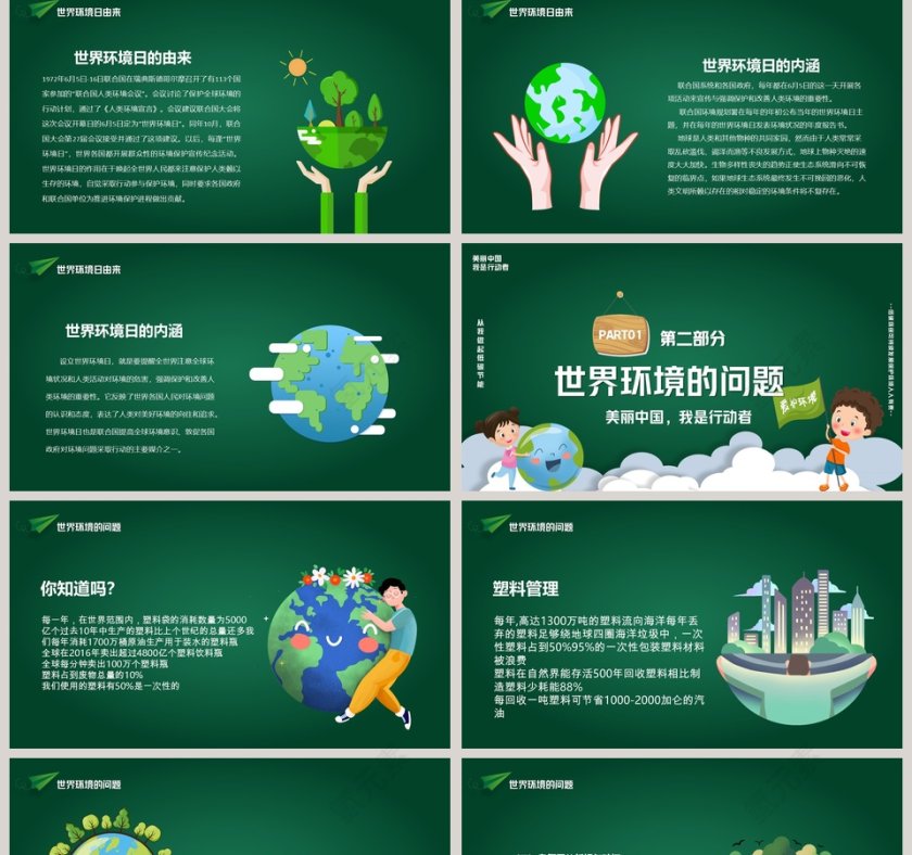 低碳节能爱护地球保护环境PPT模板第2张