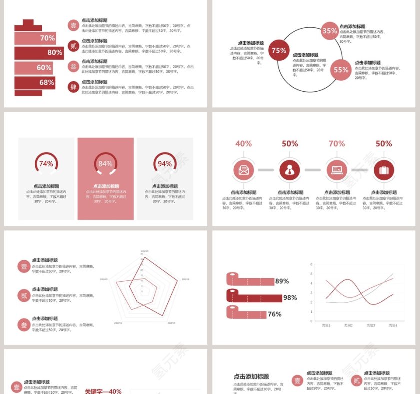 红色商务数据图表版式合集PPT第2张