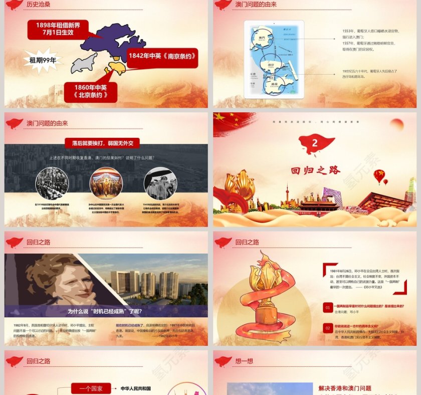 庆祝澳门回归20周年党政党课党建PPT模板  第2张