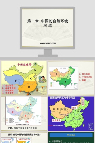 第二章 中国的自然环境-河 流PPT模板