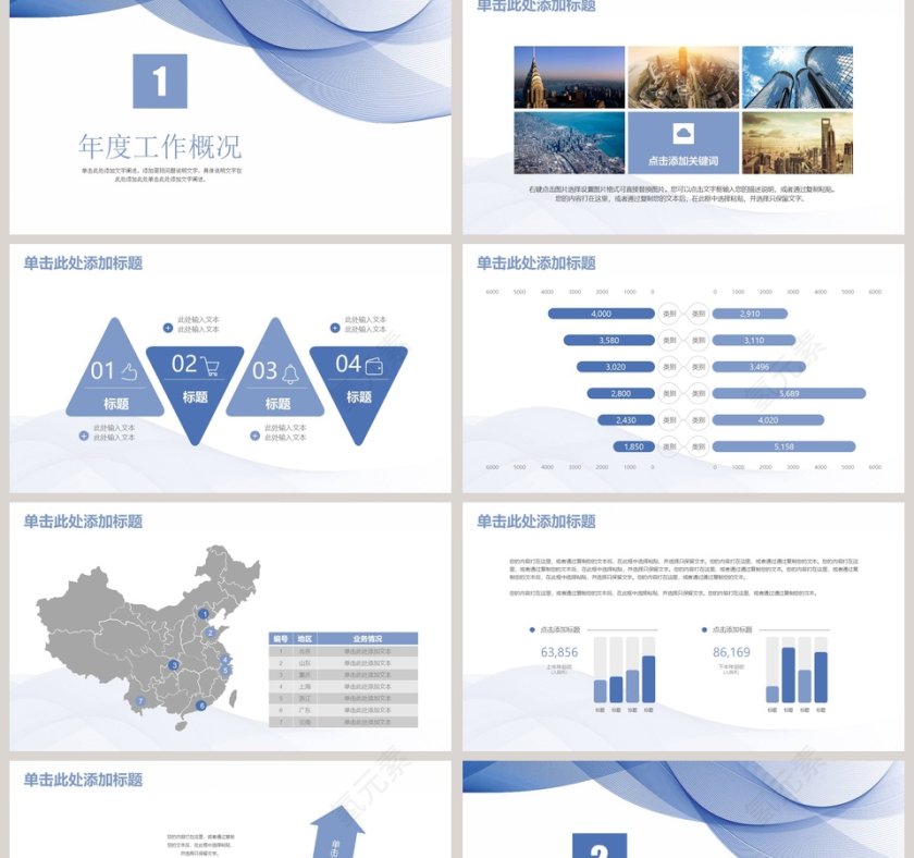 蓝色年终工作总结PPT模板第2张