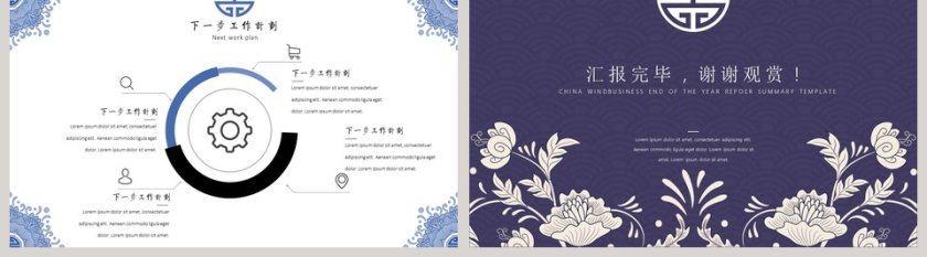 蓝色简约青花瓷中国风商务年终总结PPT模板第5张