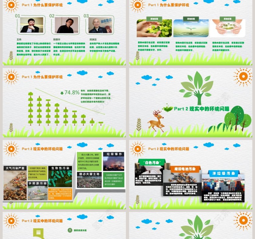 保护环境爱护家园环保教育卡通精美PPT模板环境保护PPT第2张